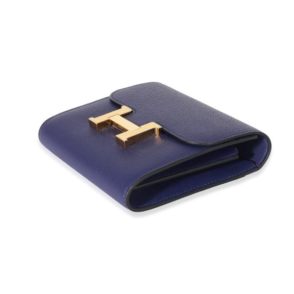 129455 box aeec5b4d 5118 4723 ad01 6b087b5112d5 Hermès Epsom Iris Constance Compact Wallet GHW