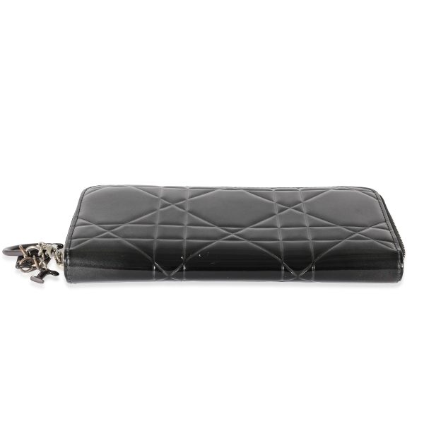 129481 stamp fd177dd1 a1d5 4150 862f 61a282b1f6b4 Christian Dior Black Patent Large Cannage Continental Wallet