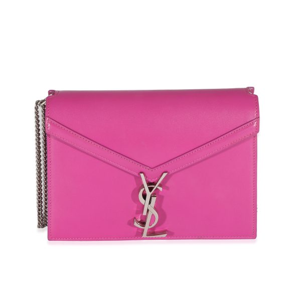 129493 fv Saint Laurent Fuchsia Calfskin Cassandra Monogram Chain Bag