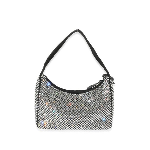 129501 pv Prada Black Satin Crystal Re Edition 2000 Mini Bag