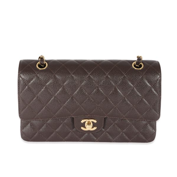 129506 fv 15a0ccdb a35c 48be 9ffe 51236f125e11 Chanel Vintage Brown Caviar Medium Classic Flap