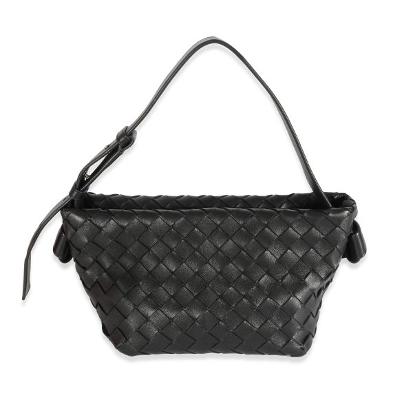 129531 fv Bottega Veneta Black Intrecciato Tie Shoulder Bag