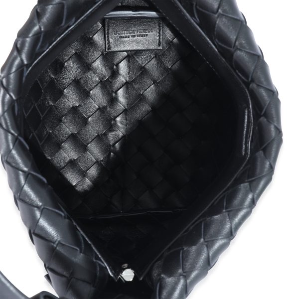 129531 stamp Bottega Veneta Black Intrecciato Tie Shoulder Bag