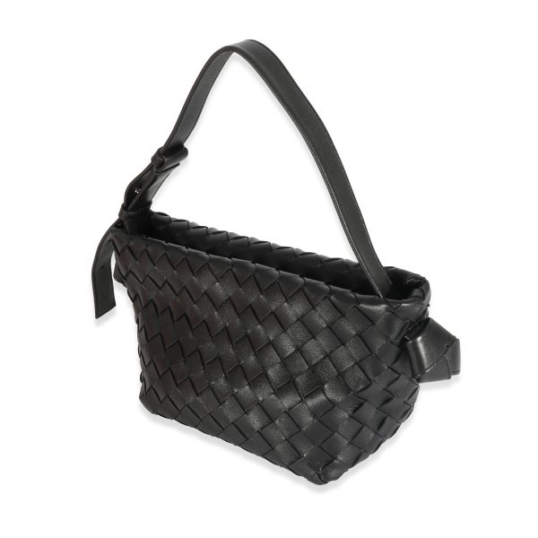 129531 sv Bottega Veneta Black Intrecciato Tie Shoulder Bag