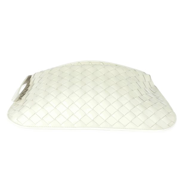 129532 stamp Bottega Veneta White Patent Intrecciato Shoulder Bag