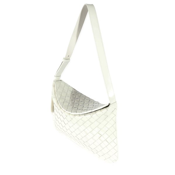 129532 sv Bottega Veneta White Patent Intrecciato Shoulder Bag