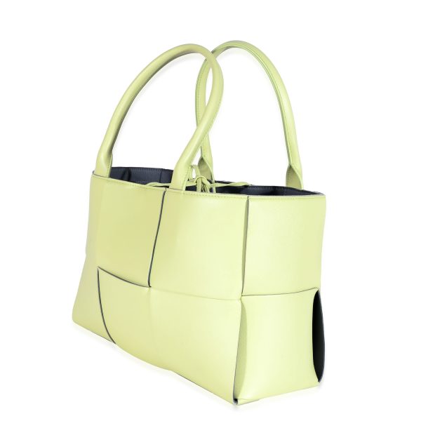 129535 pv 3b7eafd9 1d1a 451d b0c0 6b366c5ad87c Bottega Veneta Lemon Intrecciato Napa Lambskin Small Arco Tote