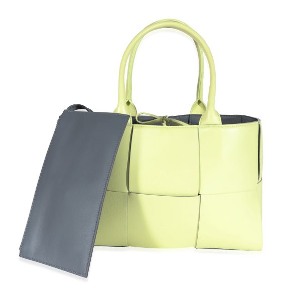 129535 sv 23261b8c 0102 4ed6 a04b 2d7e927b30a2 Bottega Veneta Lemon Intrecciato Napa Lambskin Small Arco Tote