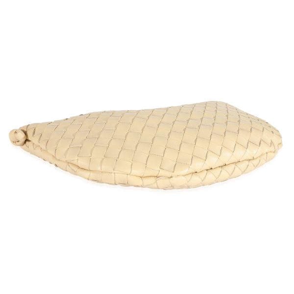 129537 clasp 21009d48 4eea 497f 9edd 873afd367005 Bottega Veneta Beige Intrecciato Half Moon Bag