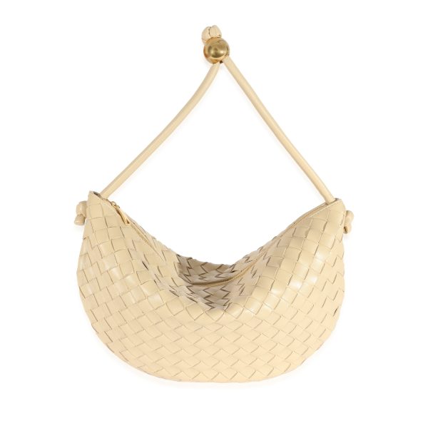 129537 fv f59dce59 6ac6 4b72 b037 bd8dd80a7691 Bottega Veneta Beige Intrecciato Half Moon Bag