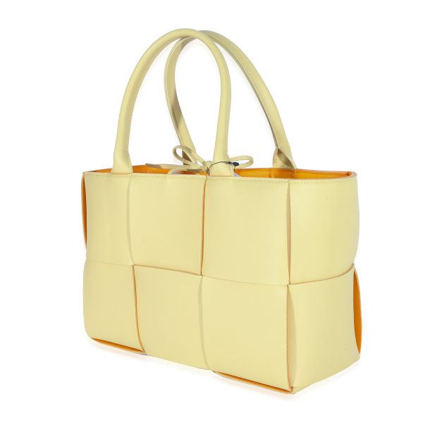 129572 sv a8411c69 589c 4e63 87d1 e86bdf281df9 Bottega Veneta Butter Tangerine Intrecciato Napa Lambskin Small Arco Tote