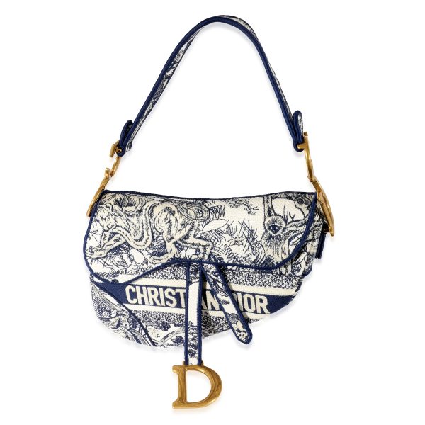 129597 fv b44cff0d 1db2 415a a36c f724fec7133f Christian Dior Blue Toile de Jouy Embroidery Saddle Bag