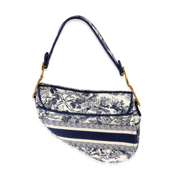 129597 pv 7f91e22c 9b89 4c39 8864 3e4b781da082 Christian Dior Blue Toile de Jouy Embroidery Saddle Bag