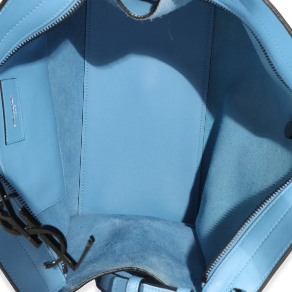 129647 ad1 788a5dfb 55b0 4d69 9862 70caa182b85d Saint Laurent Blue Leather Downtown Cabas Tote