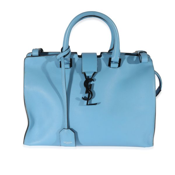 129647 fv 4d1194cf 6030 4635 a310 ae113eceb14f Saint Laurent Blue Leather Downtown Cabas Tote