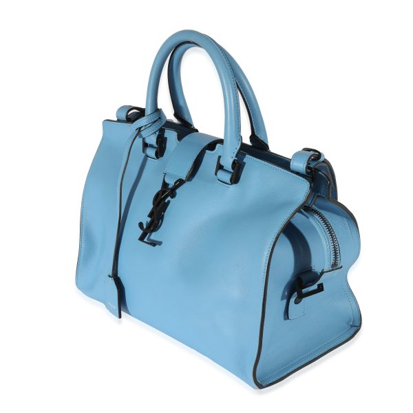 129647 sv b7a914f6 0851 4c21 8d2e e6c909324e87 Saint Laurent Blue Leather Downtown Cabas Tote