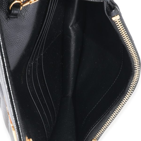 129650 ad1 Saint Laurent Black Matelasse Cassandre Envelope Chain Wallet