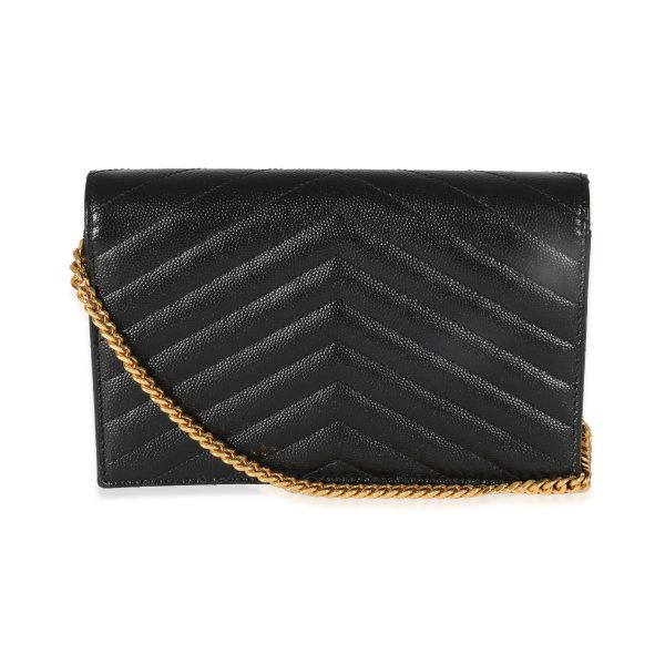 129650 pv Saint Laurent Black Matelasse Cassandre Envelope Chain Wallet