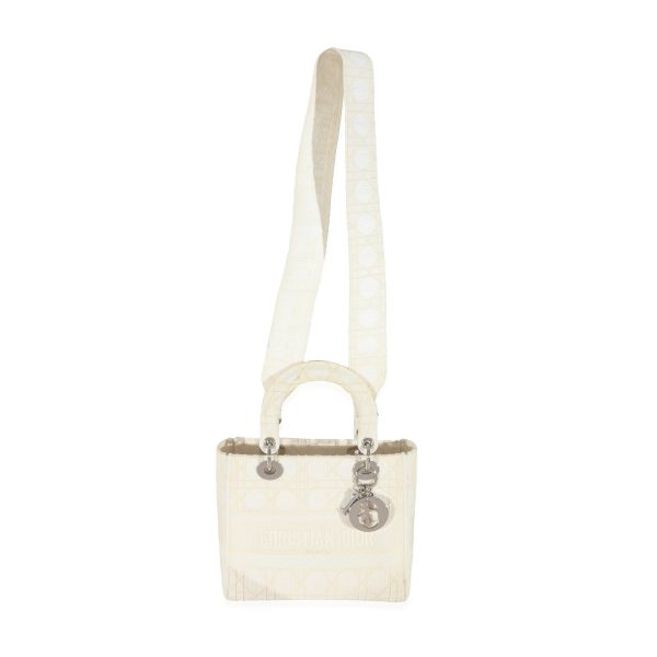 129693 bv Christian Dior Cannage White Canvas D Lite Lady Dior