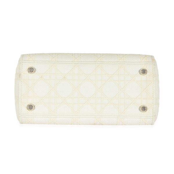 129693 stamp Christian Dior Cannage White Canvas D Lite Lady Dior