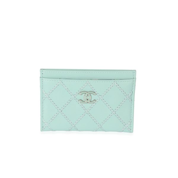 129759 fv f78d2cf7 fee1 4b28 97f7 d63a57e9b251 Chanel Light Blue Leather CC Quilted Card Case