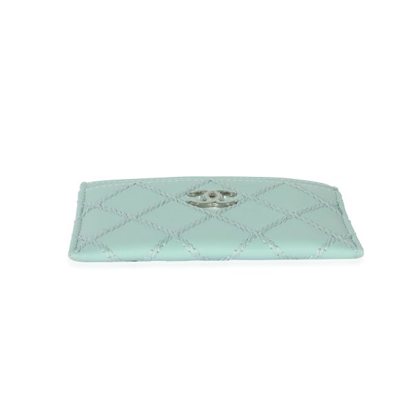 129759 stamp 587f8028 9677 4340 acd1 7c3d630eb29b Chanel Light Blue Leather CC Quilted Card Case