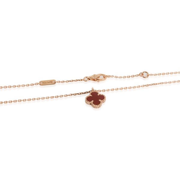 129766 clasp Van Cleef Arpels Sweet Alhambra Carnelian Pendant in 18k Rose Gold