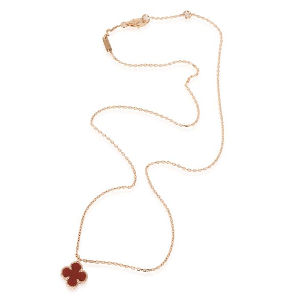 129766 pv Van Cleef Arpels Sweet Alhambra Carnelian Pendant in 18k Rose Gold