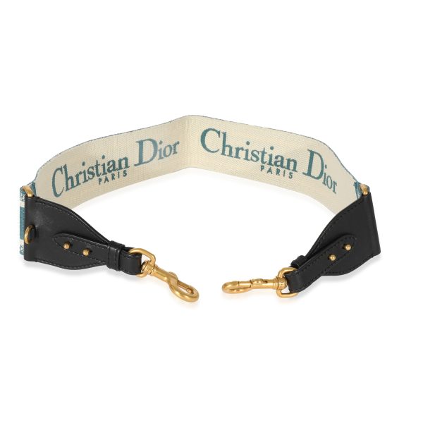 129822 pv Christian Dior Blue Canvas Logo Embroidered Strap