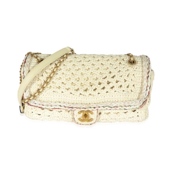 129823 stamp Chanel Beige Crochet Cayo Coco Flap Bag