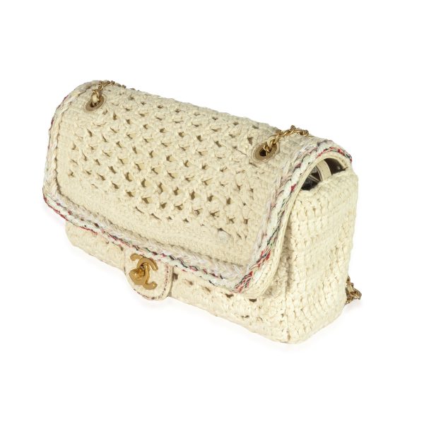 129823 sv Chanel Beige Crochet Cayo Coco Flap Bag