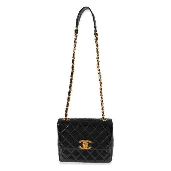 129826 bv 9067ed25 bfe4 4c56 a45c 1ccce1114e05 Chanel Black Patent Vintage XL CC Quilted Square Flap Bag