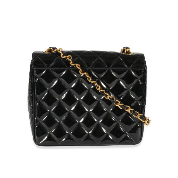 129826 pv 04fe3333 9222 4a2a 8059 76261f29dc16 Chanel Black Patent Vintage XL CC Quilted Square Flap Bag