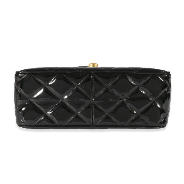 129826 stamp 50499489 ab29 4dcf b543 45ada4f0bf51 Chanel Black Patent Vintage XL CC Quilted Square Flap Bag