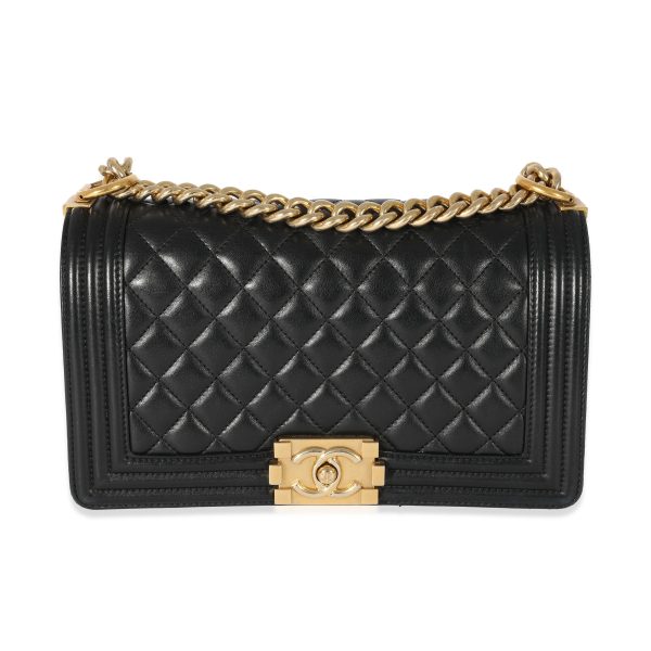 129829 fv 73652ed4 805c 4fdb a792 3ada5340c370 Chanel Black Lambskin Medium Boy Bag