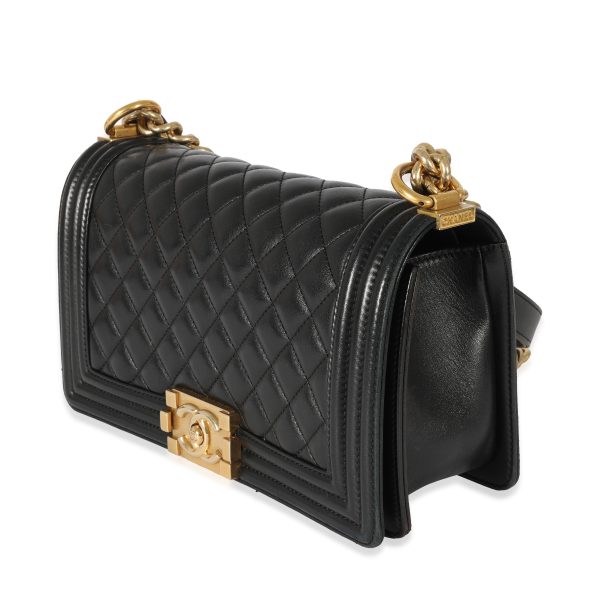 129829 sv dd5638fb 9992 4c0a 8004 8757dbc839d1 Chanel Black Lambskin Medium Boy Bag