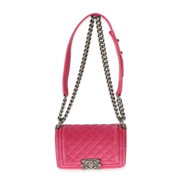 129886 bv c06a1dbd b734 4b2d 848e db01f08bc28c Chanel Pink Velvet Small Boy Bag