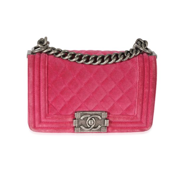 129886 fv a002841a dbe3 45c4 a6ad 15c844d35372 Chanel Pink Velvet Small Boy Bag