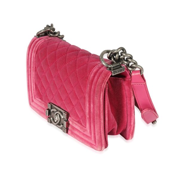 129886 sv 2fbe5005 b43d 46c6 99ae d21b89fb3a86 Chanel Pink Velvet Small Boy Bag