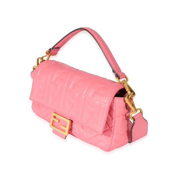 129902 sv Fendi Pink Nappa Zucca Medium Baguette NM