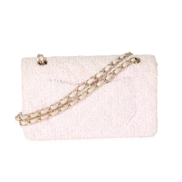 129911 stamp Chanel Pink Tweed Medium Classic Double Flap Bag