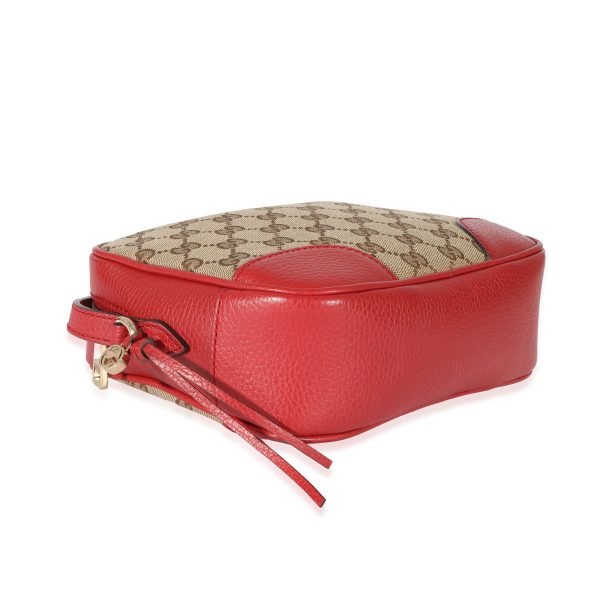 129917 box Gucci Red Leather GG Canvas Bree Messenger Bag