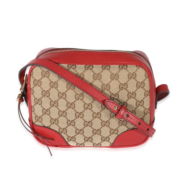 129917 fv Gucci Red Leather GG Canvas Bree Messenger Bag