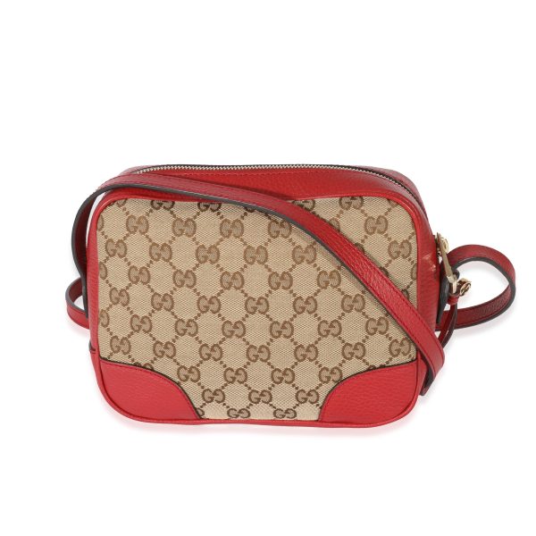 129917 pv Gucci Red Leather GG Canvas Bree Messenger Bag