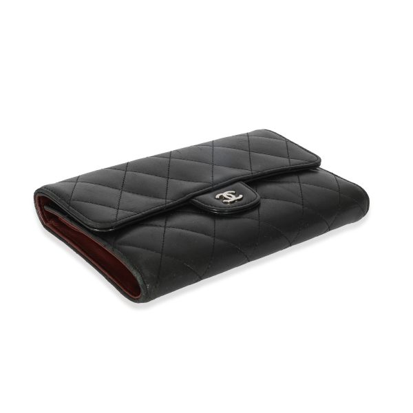 129918 box Chanel Black Lambskin Classic Long Wallet