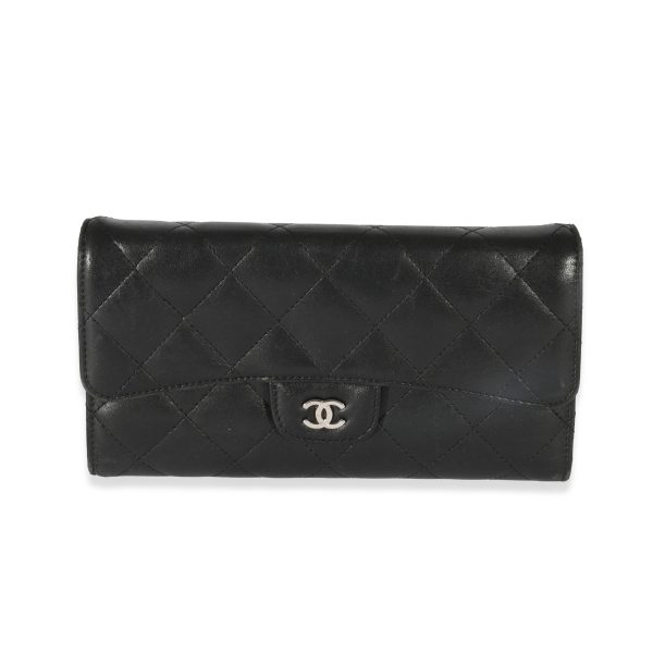 129918 fv Chanel Black Lambskin Classic Long Wallet