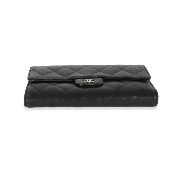 129918 stamp Chanel Black Lambskin Classic Long Wallet