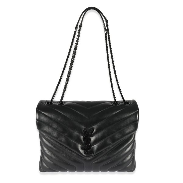 129926 bv Saint Laurent Black Matelassé Leather Medium Loulou Bag