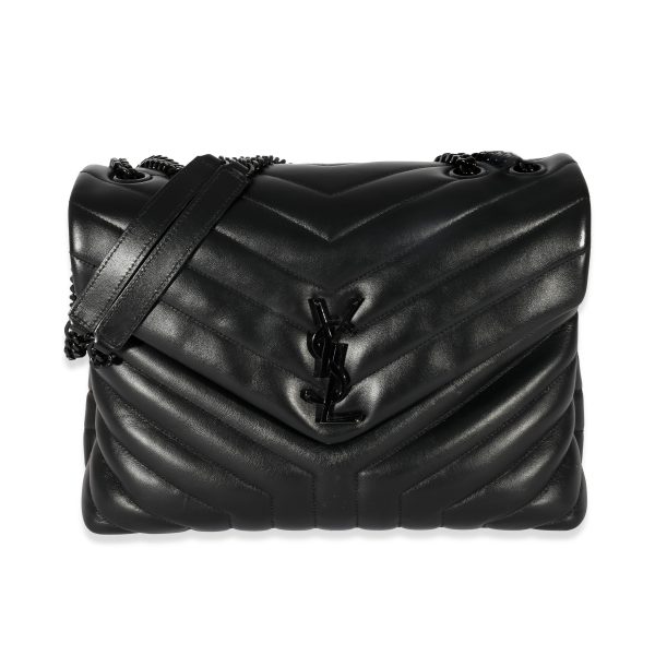 129926 fv Saint Laurent Black Matelassé Leather Medium Loulou Bag