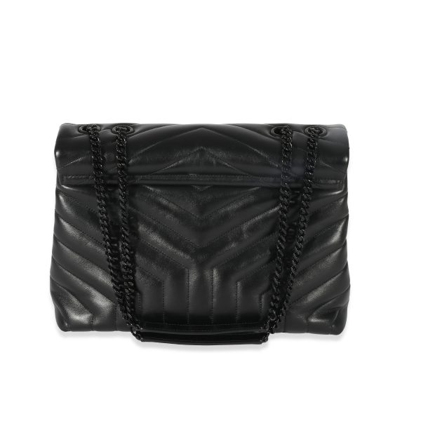 129926 pv Saint Laurent Black Matelassé Leather Medium Loulou Bag